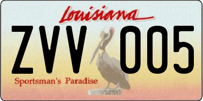 LA license plate ZVV005