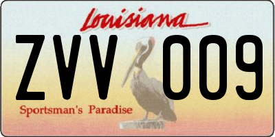 LA license plate ZVV009