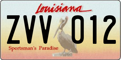 LA license plate ZVV012