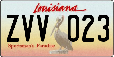 LA license plate ZVV023