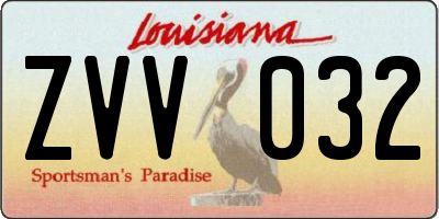 LA license plate ZVV032