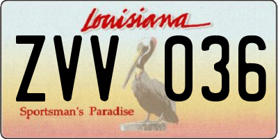 LA license plate ZVV036