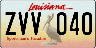 LA license plate ZVV040