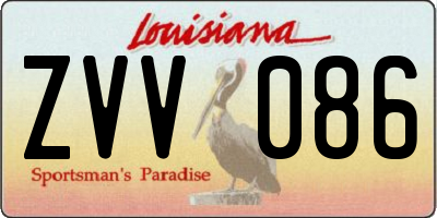 LA license plate ZVV086