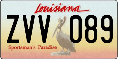 LA license plate ZVV089