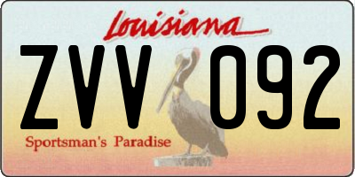 LA license plate ZVV092