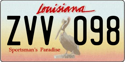 LA license plate ZVV098