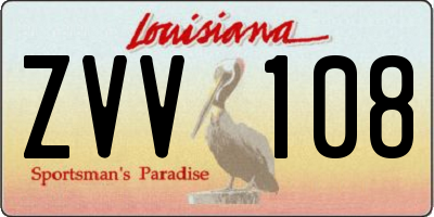 LA license plate ZVV108