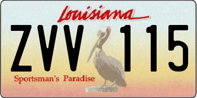 LA license plate ZVV115