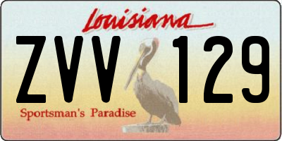 LA license plate ZVV129