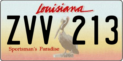 LA license plate ZVV213