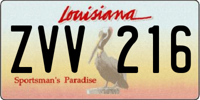 LA license plate ZVV216