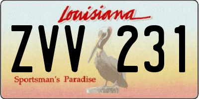 LA license plate ZVV231