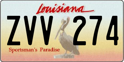 LA license plate ZVV274