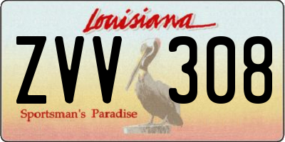 LA license plate ZVV308