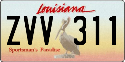 LA license plate ZVV311