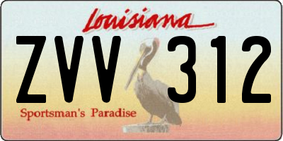 LA license plate ZVV312