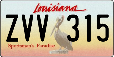 LA license plate ZVV315