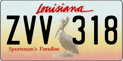 LA license plate ZVV318