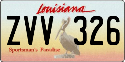 LA license plate ZVV326