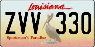 LA license plate ZVV330