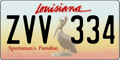 LA license plate ZVV334