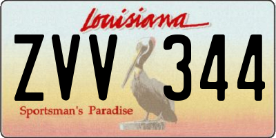LA license plate ZVV344