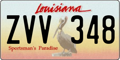 LA license plate ZVV348