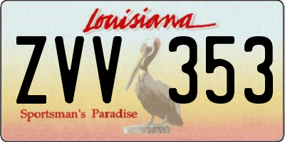 LA license plate ZVV353