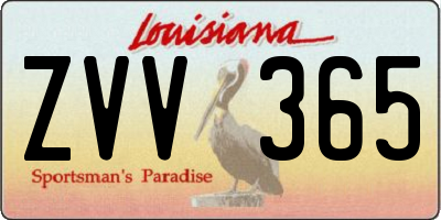 LA license plate ZVV365