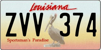 LA license plate ZVV374