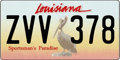 LA license plate ZVV378