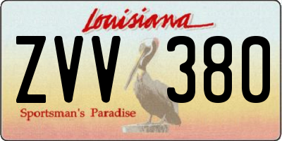 LA license plate ZVV380