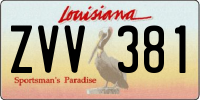 LA license plate ZVV381