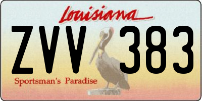 LA license plate ZVV383