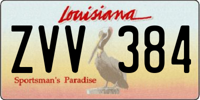 LA license plate ZVV384