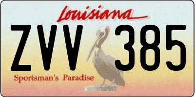 LA license plate ZVV385