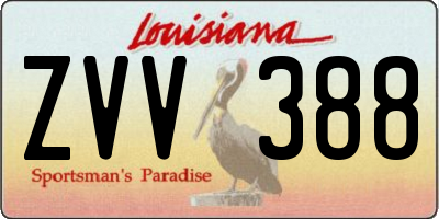 LA license plate ZVV388