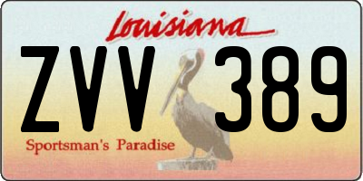 LA license plate ZVV389