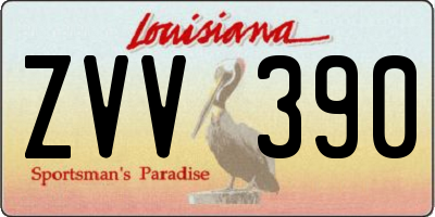 LA license plate ZVV390