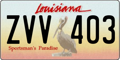 LA license plate ZVV403