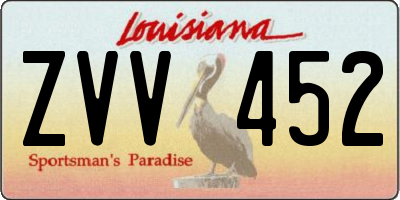 LA license plate ZVV452