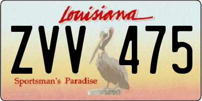 LA license plate ZVV475