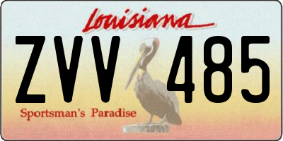 LA license plate ZVV485