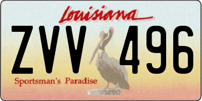 LA license plate ZVV496