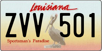 LA license plate ZVV501