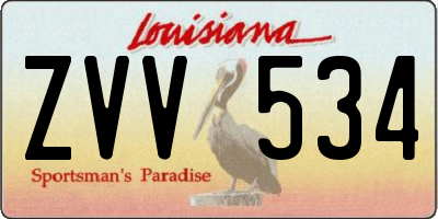 LA license plate ZVV534