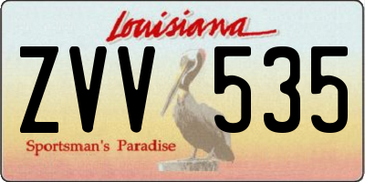 LA license plate ZVV535