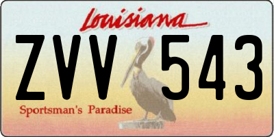 LA license plate ZVV543