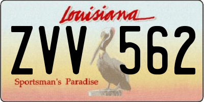 LA license plate ZVV562